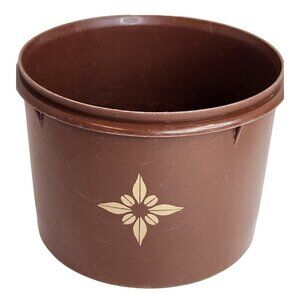 Vintage Brown Tupperware  Canister Container  5.25" tall x 7" wide No. 265-16